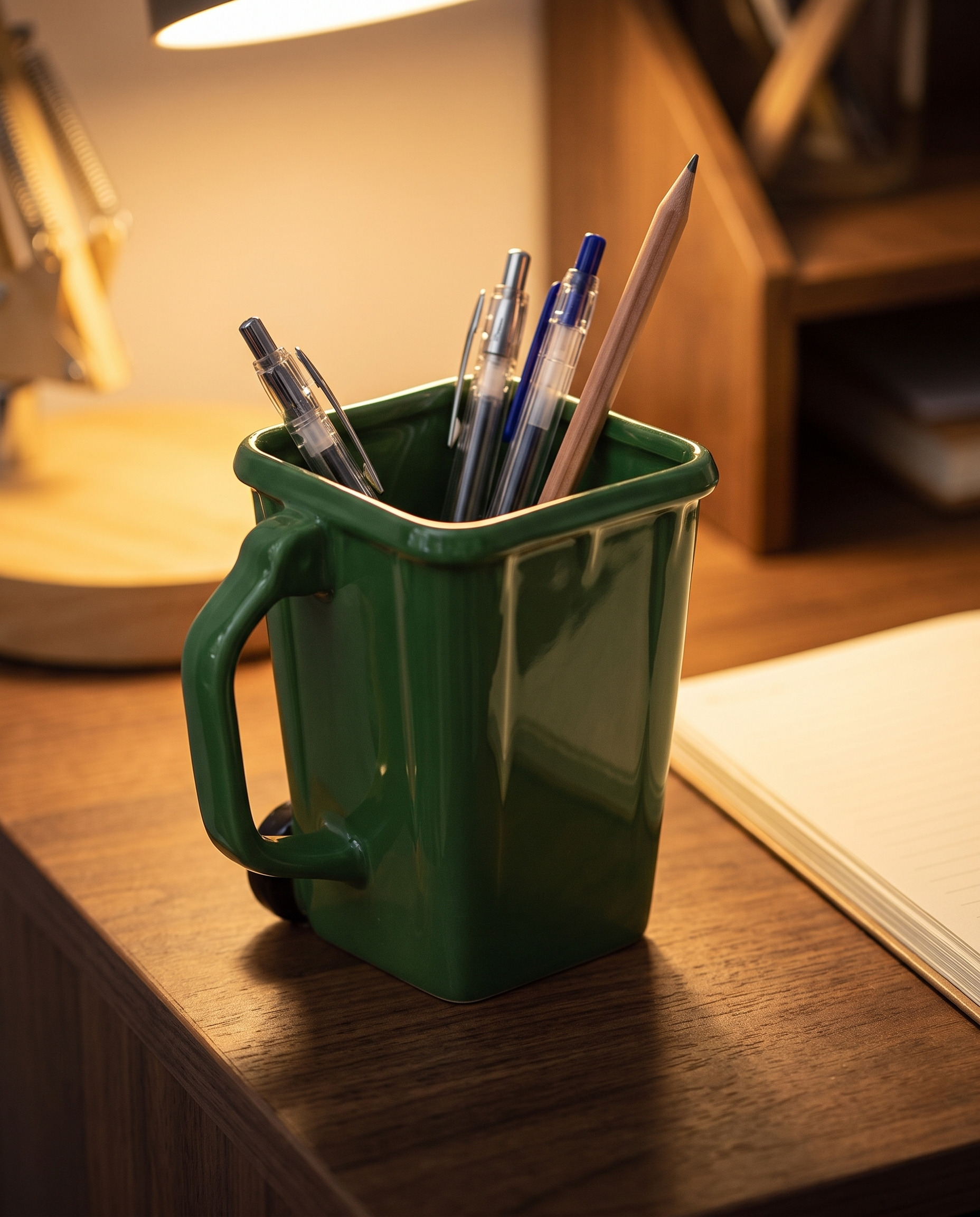 Trash can mug close view