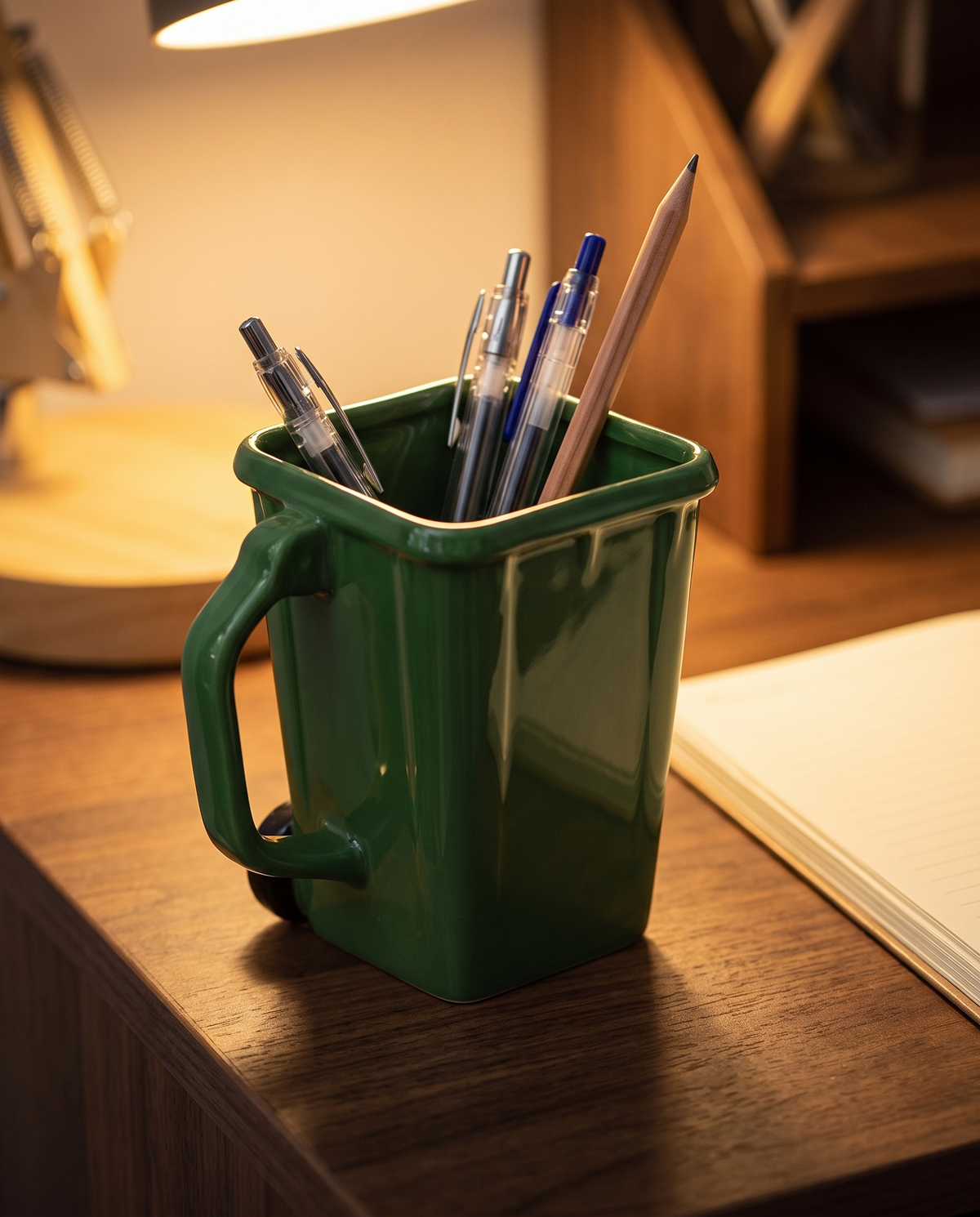 Trash can mug close view