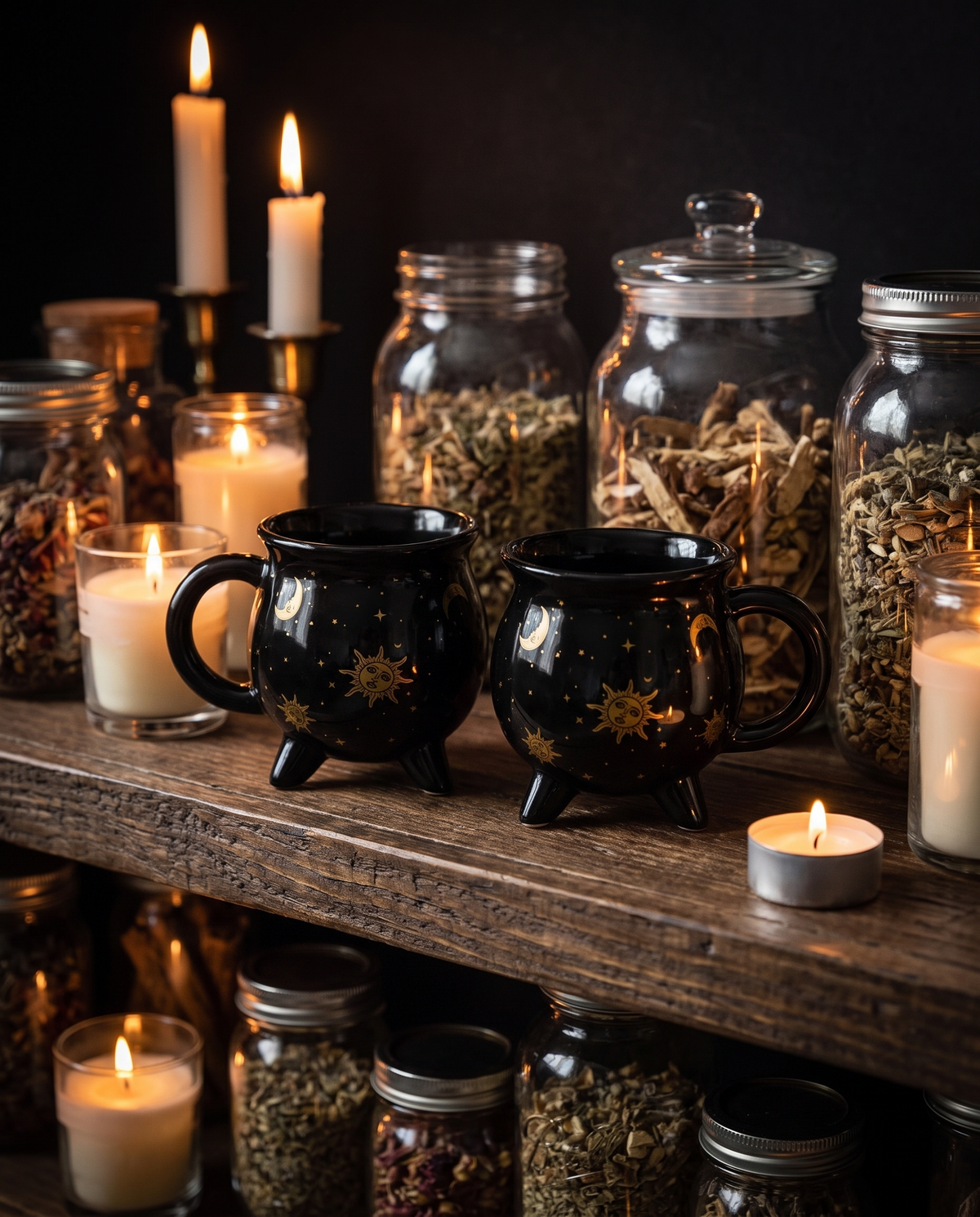 Two cauldron mugs together