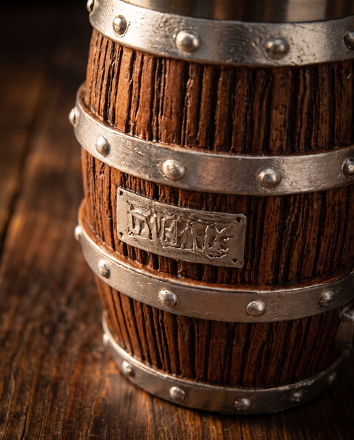 Barrel tankard stave and band detail