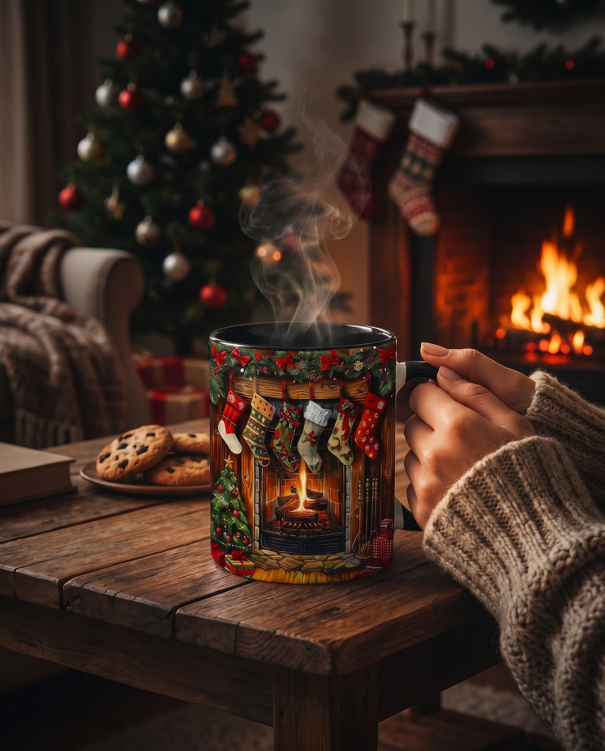 Turning the mug to show the far side