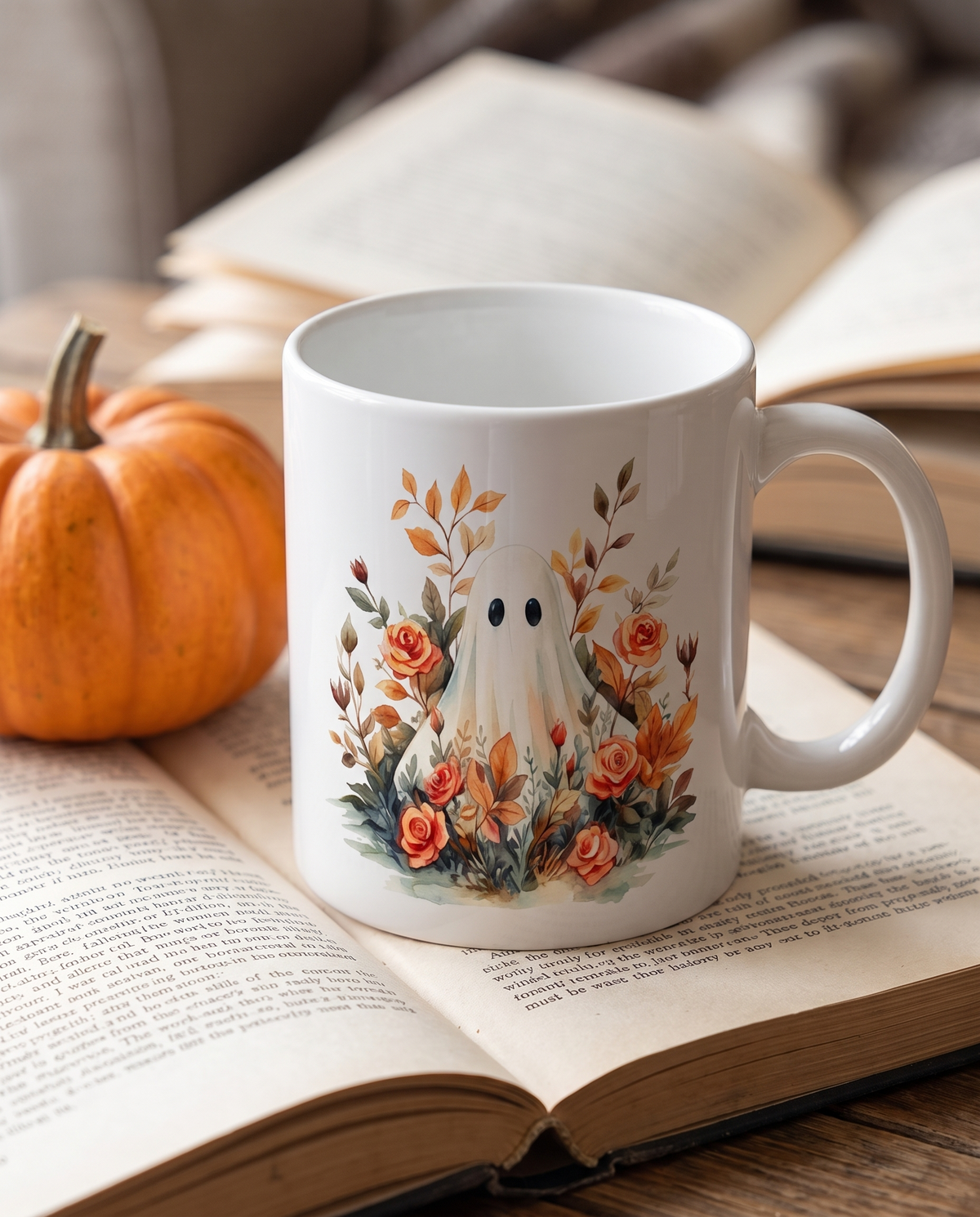Watercolour mug on an open book